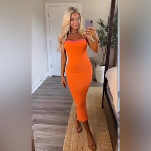 Orange Bodycon maxi Dress